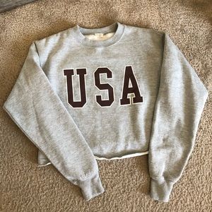 USA cut off cropped sweatshirt